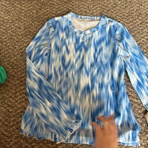 Summersalt Blue and White Patterned Blouse